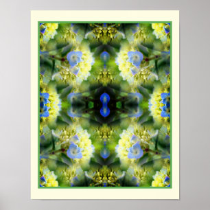 Blue Hydrangea Blume Mirror Abstrakt Poster