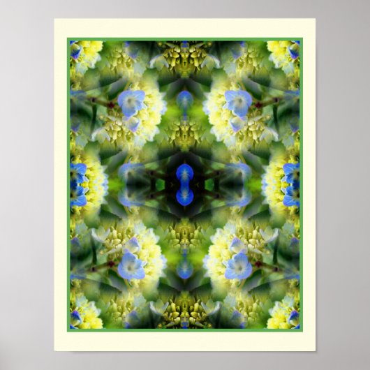Blue Hydrangea Blume Mirror Abstrakt Poster (Vorne)