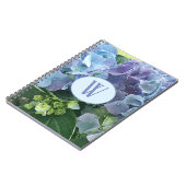 Blue Hydrangea Blume Monogramm Notizblock (Linke Seite)