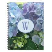 Blue Hydrangea Blume Monogramm Notizblock (Vorderseite)