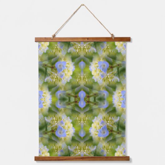 Blue Hydrangea-Blume multipliziert Abstrakt Wandteppich Mit Holzrahmen (Vorderseite)