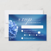 Blue Hydrangea Blume Navy Blue Wedding RSVP Karte (Vorderseite)