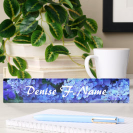 Blue Hydrangea Blume Personalisiert Floral Namensplakette