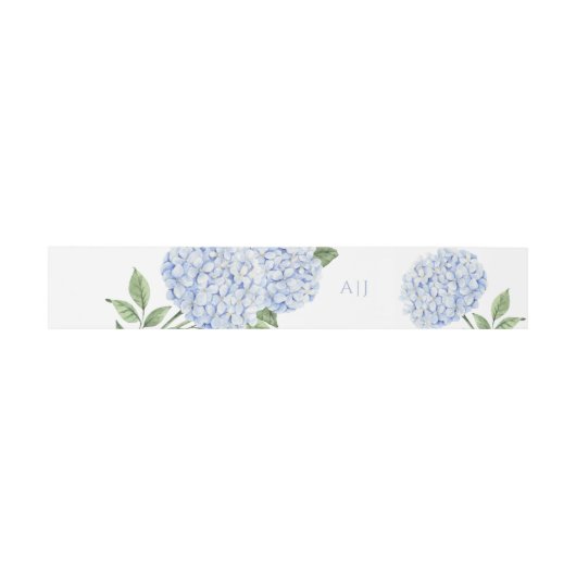 Blue Hydrangea Blume Personalisiert Wedding Einladungsbanderole (Flach)