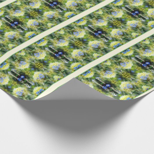 Blue Hydrangea Blume Personalisiert Wedding Geschenkpapier (Ecke)