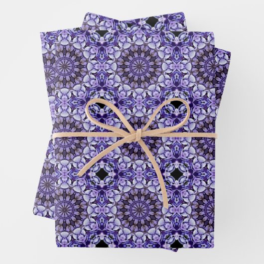 Blue Hydrangea Blume Petals Abstrakt Art Pattern Geschenkpapier Set (Beispiel)