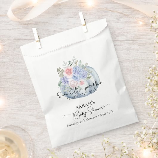 Blue Hydrangea Blume Pumpkin Fall Baby Dusche Geschenktütchen (Ausgeschnitten)