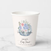 Blue Hydrangea Blume Pumpkin Fall Baby Dusche Pappbecher (Vorderseite)