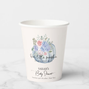 Blue Hydrangea Blume Pumpkin Fall Baby Dusche Pappbecher