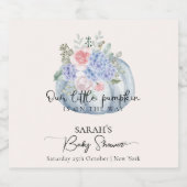 Blue Hydrangea Blume Pumpkin Fall Baby Dusche Schaumweinetikett (Einzelnes Label)