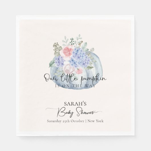 Blue Hydrangea Blume Pumpkin Fall Baby Dusche Serviette (Vorderseite)