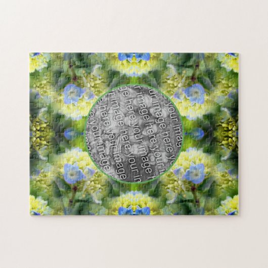 Blue Hydrangea Blume Rahmen erstellen Sie Ihr eige Puzzle (Horizontal)