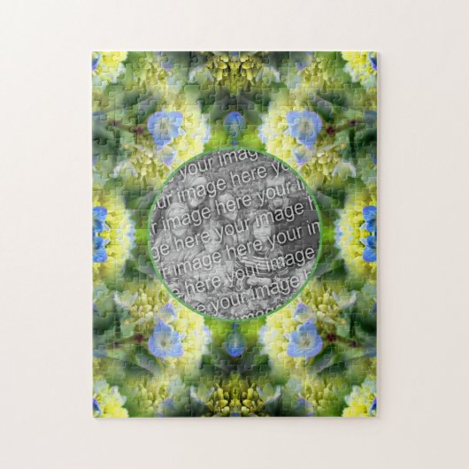 Blue Hydrangea Blume Rahmen erstellen Sie Ihr eige Puzzle (Vertikal)