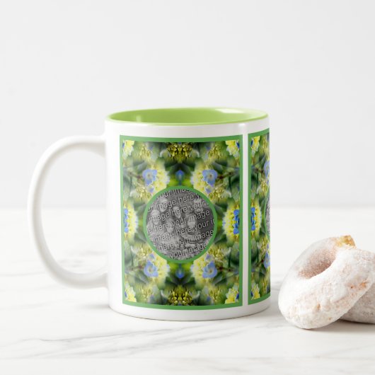 Blue Hydrangea Blume Rahmen erstellen Sie Ihr eige Zweifarbige Tasse (Mit Donut)