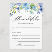 Blue Hydrangea Blume Ruhestandgut wünscht Hinweiskarte (Vorderseite)