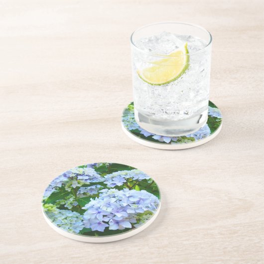 Blue Hydrangea Blume Sandstein Untersetzer (Seite)