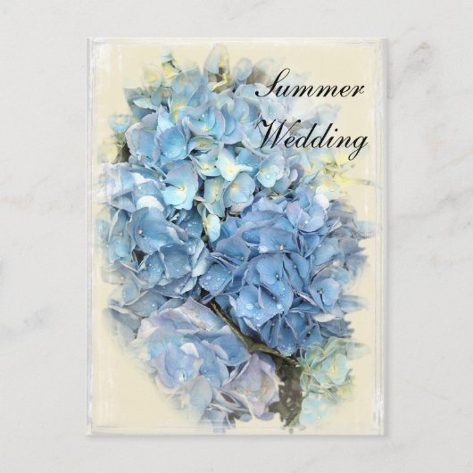 Blue Hydrangea Blume Summer Wedding Save the Date Ankündigungspostkarte (Vorderseite)