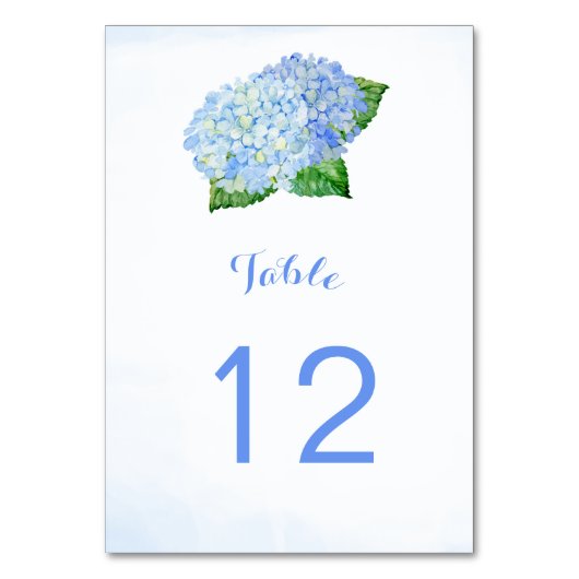 Blue Hydrangea Blume Tischnummer Cards (Vorderseite)