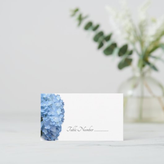 Blue Hydrangea Blume Tischnummer Cards Platzkarte (Stehend Vorderseite)