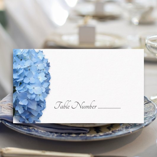 Blue Hydrangea Blume Tischnummer Cards Platzkarte