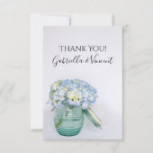 Blue Hydrangea Blume Vase Wedding Vielen Dank Dankeskarte (Vorderseite)