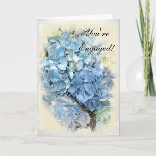 Blue Hydrangea Blume Verlobung Glückwunsch Karte
