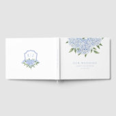 Blue Hydrangea Blume & Wappen, Hochzeit Gästebuch (Voll)
