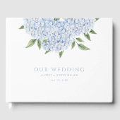 Blue Hydrangea Blume & Wappen, Hochzeit Gästebuch (Vorderseite)