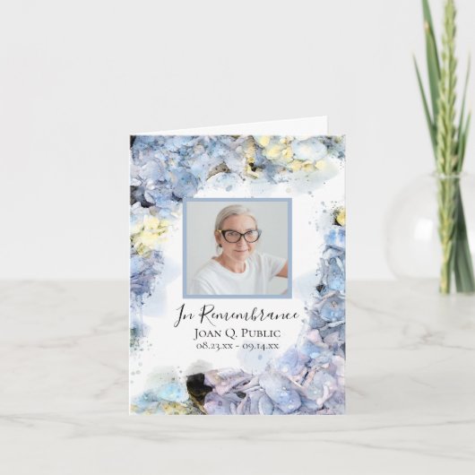 Blue Hydrangea Blume Wasserfarbe Beerdigung Beilei Dankeskarte (Vorderseite)