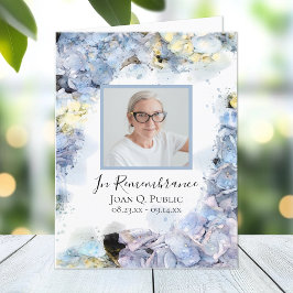 Blue Hydrangea Blume Wasserfarbe Beerdigung Beilei Dankeskarte