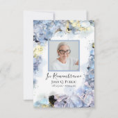 Blue Hydrangea Blume Wasserfarbe Beerdigung Beilei Dankeskarte (Vorderseite)