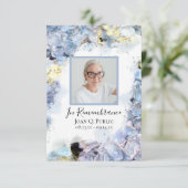 Blue Hydrangea Blume Wasserfarbe Beerdigung Beilei Dankeskarte (Stehend Vorderseite)