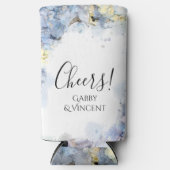 Blue Hydrangea Blume Wasserfarbe Gastgeschenk Hoch Selters Dosenkühler (Vorderseite)