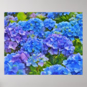 Blue Hydrangea Blume Wasserfarben Art Poster (Vorne)
