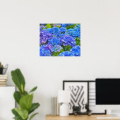 Blue Hydrangea Blume Wasserfarben Art Poster (Heimbüro)
