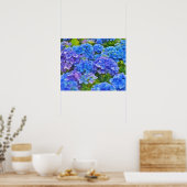 Blue Hydrangea Blume Wasserfarben Art Poster (Küche)