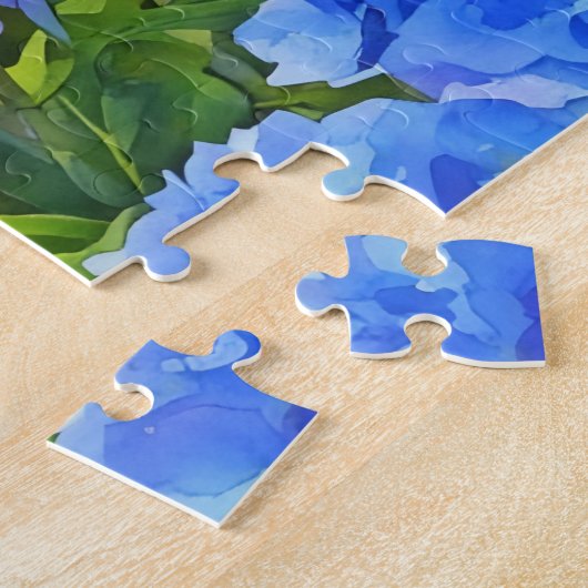 Blue Hydrangea Blume Wasserfarben Art Puzzle (Seite)