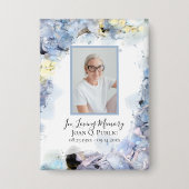 Blue Hydrangea Blume Wasserfarben Beerdigung Geden Button (Vorderseite)