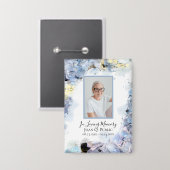 Blue Hydrangea Blume Wasserfarben Beerdigung Geden Button (Vorderseite/Rückseite)