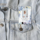 Blue Hydrangea Blume Wasserfarben Beerdigung Geden Button (Insitu)