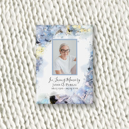 Blue Hydrangea Blume Wasserfarben Beerdigung Geden Button