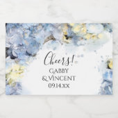 Blue Hydrangea Blume Wasserfarbenhochzeit Schaumweinetikett (Einzelnes Label)