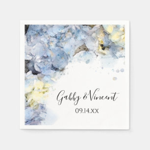Blue Hydrangea Blume Wasserfarbenhochzeit Serviette
