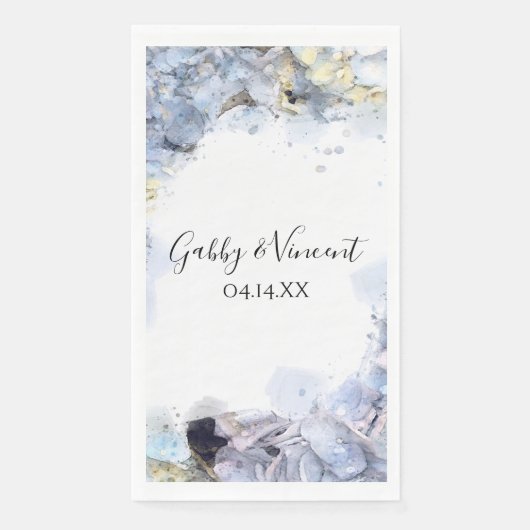 Blue Hydrangea Blume Wasserfarbenhochzeit Serviette (Vorderseite)