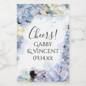 Blue Hydrangea Blume Wasserfarbenhochzeit Weinetikett (Einzelnes Label)