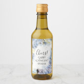 Blue Hydrangea Blume Wasserfarbenhochzeit Weinetikett (Vorderseite)