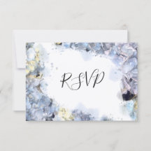 Blue Hydrangea Blume Watercolor Wedding RSVP