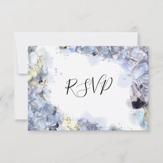 Blue Hydrangea Blume Watercolor Wedding RSVP Karte (Vorderseite)