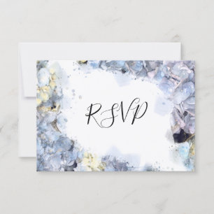 Blue Hydrangea Blume Watercolor Wedding RSVP Karte