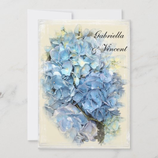 Blue Hydrangea Blume Wedding Einladung (Vorderseite)